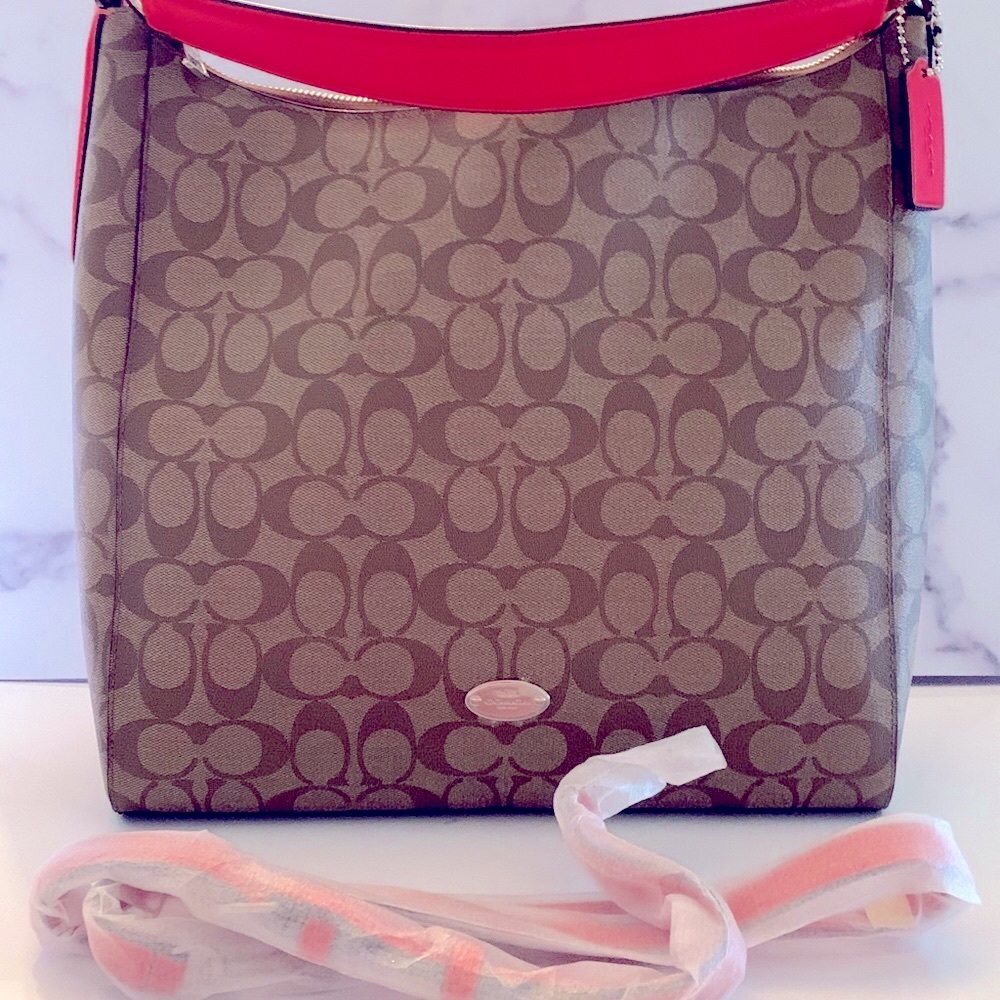 Red and Tan Coach Logo Hobo Bag ( NWOT)